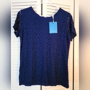 Market and Spruce Hans Crochet front top. Navy. Medium.